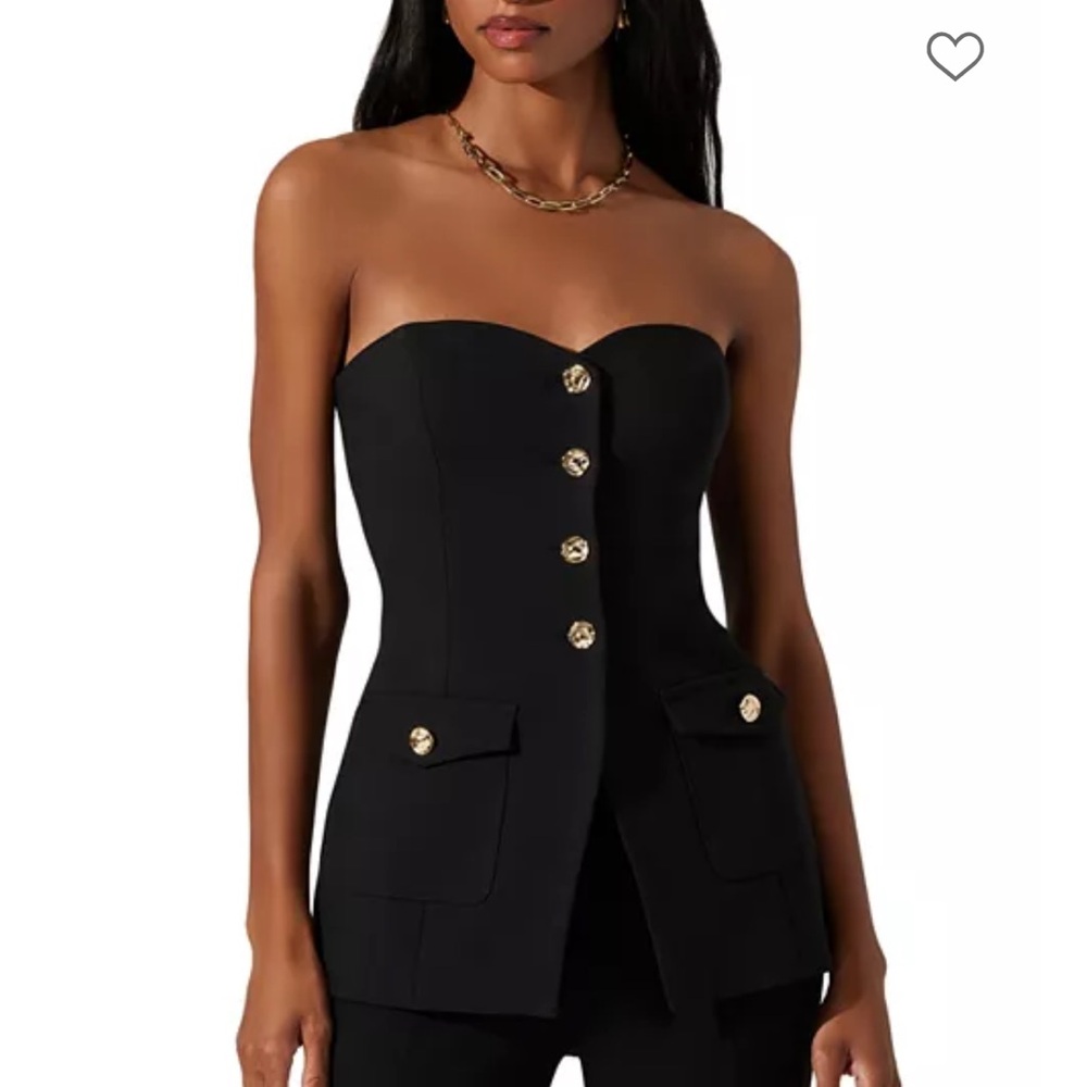 Astr The Label Milani Strapless Slim Fit Button Front Top